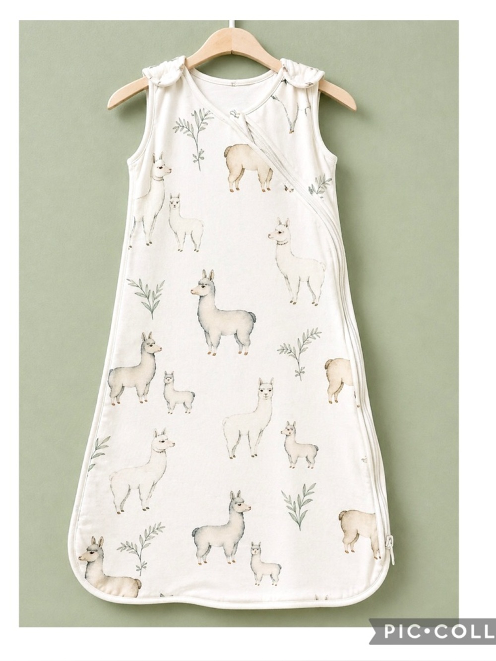 Oilo Baby Sleep Sack 6–18M Organic Cotton Llama Print Neutral Wearable Blanket